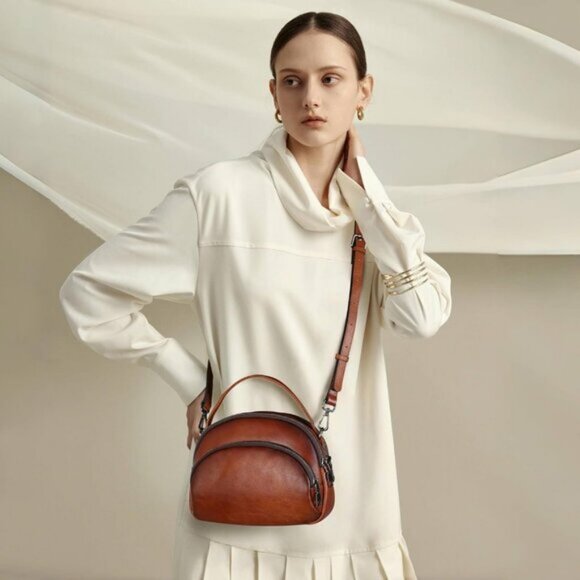 🆕Women Coffee Genuine Leather Crossbody Small Vintage Shoulder Purse Bag - Picture 7 of 13